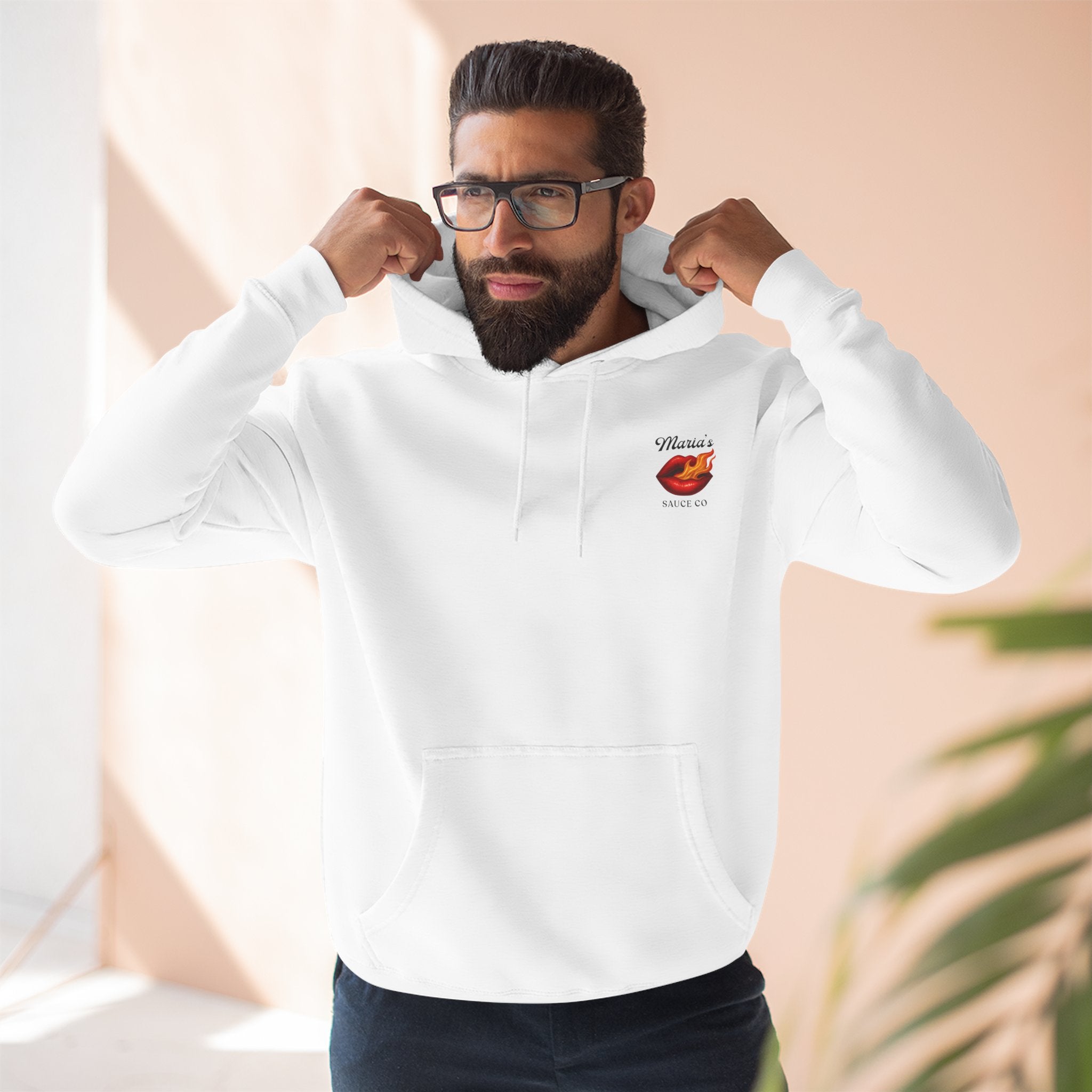 Trendy Fleece Hoodie with Flame Kiss Design